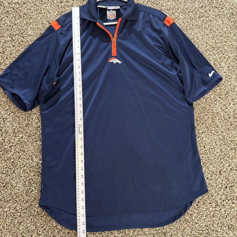 VTG Nike NFL Pro Line Denver Broncos Shirt Men's Large Blue Orange Polo Dri-Fit - Picture 4 of 11